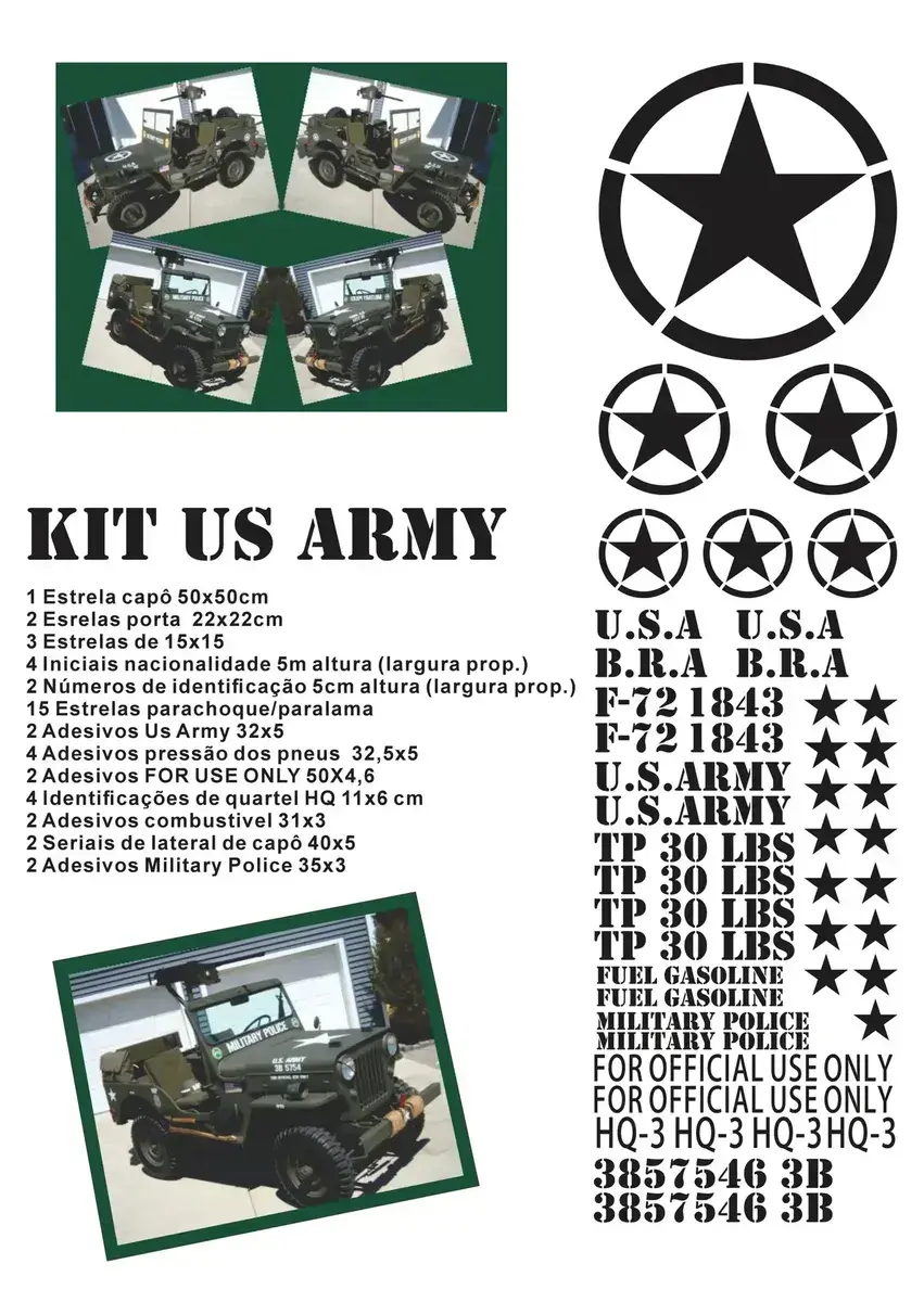 Kit Adesivos Jeep Militar Us Army — foto 1 de 2
